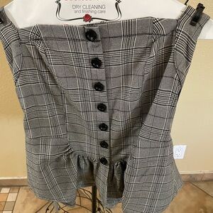 Free People Black and White Plaid Top